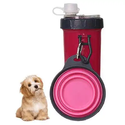 FurryFusion Botella 2 en 1 para agua y comida de perro - Rojo - Furry Fusion - Comparador de precios