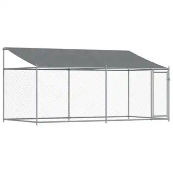 Jaula De Perros Techo Y Puerta Acero Galvanizado Gris 4x2x2 M Vidaxl