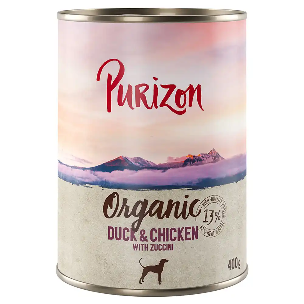 Purizon Organic 6 x 400 g comida ecológica para perros - Pato y pollo con calabacín