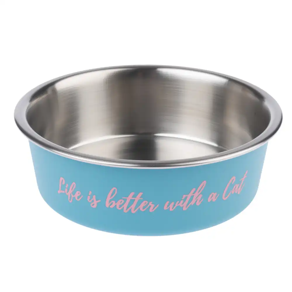 TIAKI "Better With A Cat" comedero de acero inoxidable - 850 ml, Diám 17,2 cm