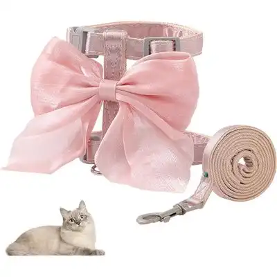 UAMLY Arnés para gato con correa y pajarita rosa - rosa M - Uamly - Comparador de precios