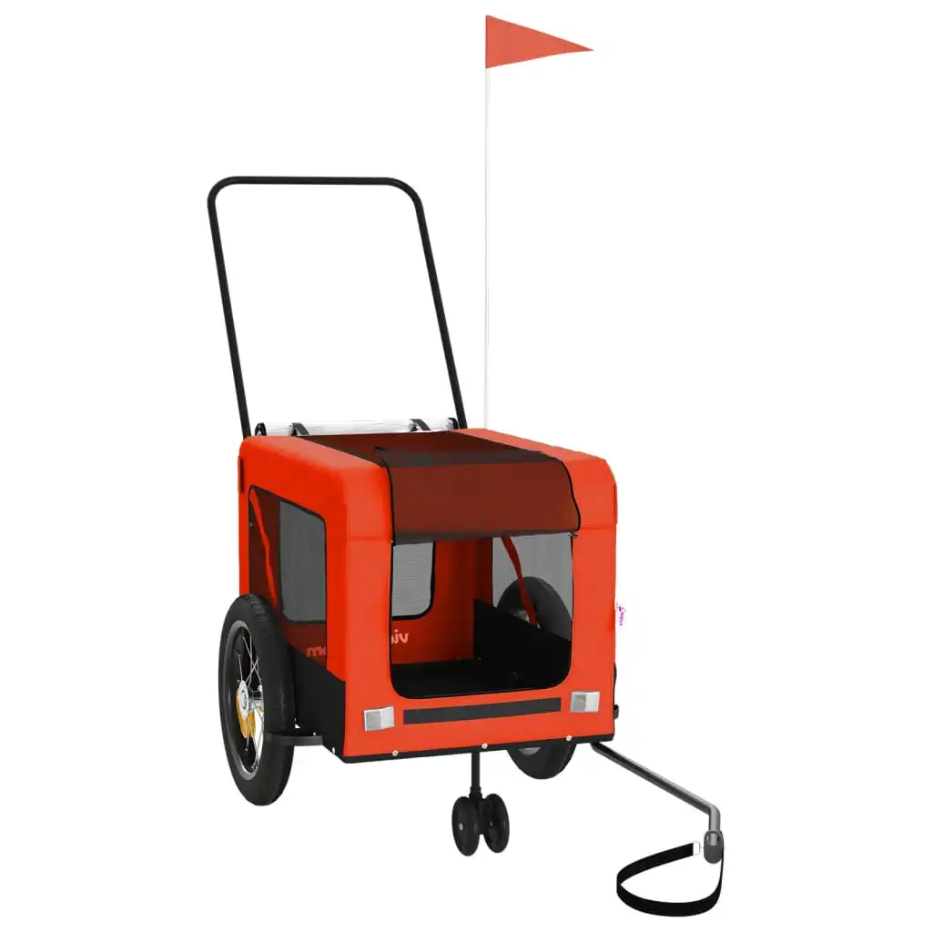 vidaXL Remolque de bicicleta mascotas hierro tela Oxford naranja negro - VIDAXL - Comparador de precios