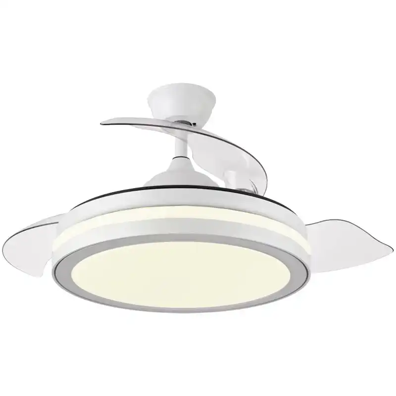 BonPlus BP Ventilador de Techo con Luz y Mando 72W Blanco Aspas Retráctiles