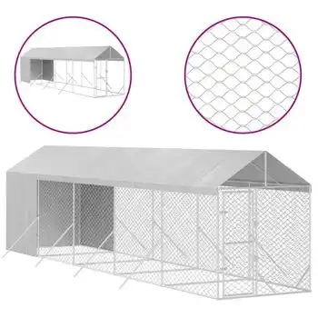 Perrera De Exterior Con Toldo Acero Galvanizado Plata 2x10x2,5m Vidaxl - VIDAXL - Comparador de precios