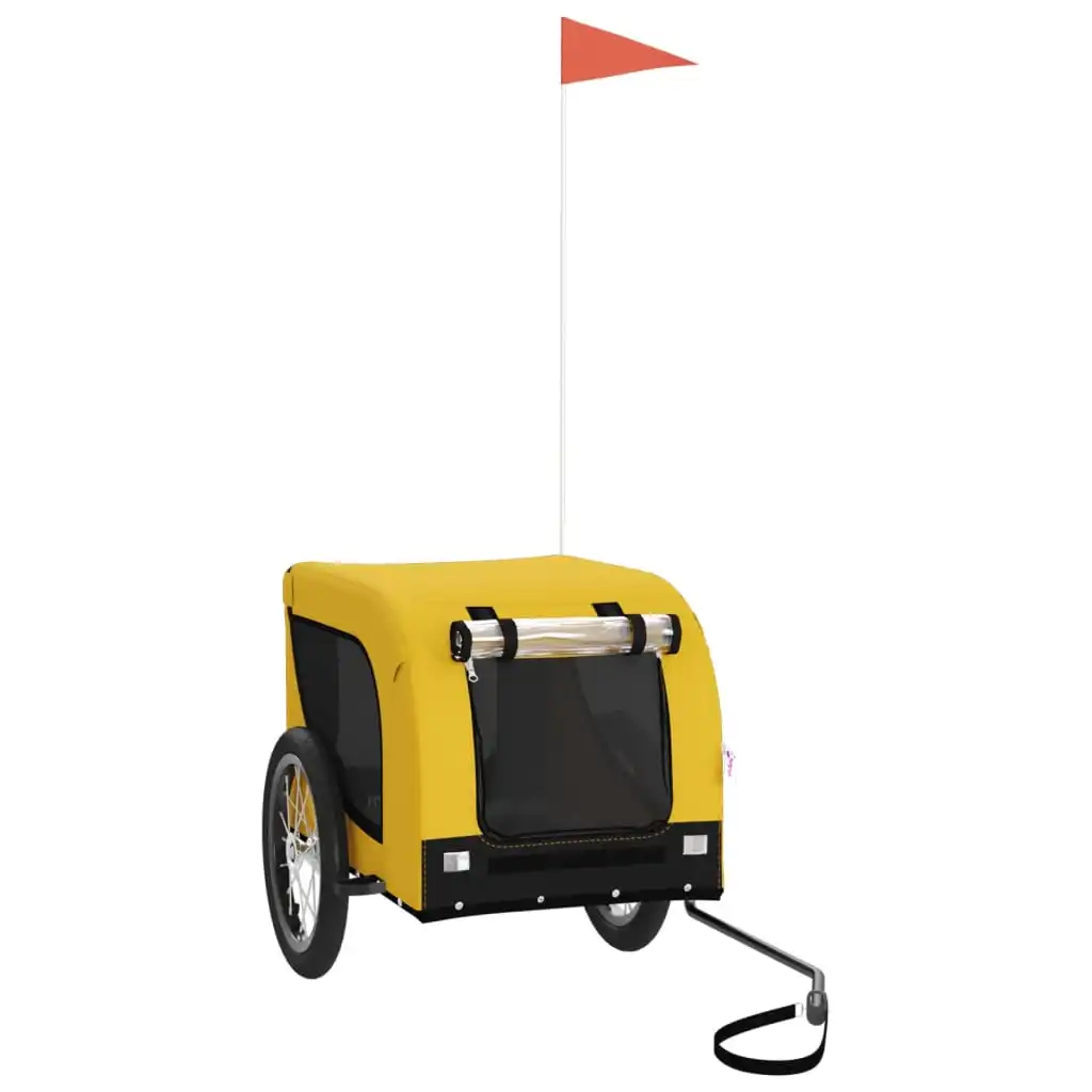vidaXL Remolque bicicleta de perros hierro tela Oxford amarillo negro - VIDAXL - Comparador de precios
