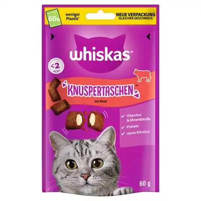 Whiskas Knuspertaschen snacks crujientes - Vacuno (60 g) - Whiskas - Comparador de precios