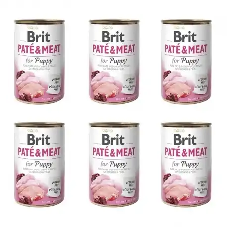Brit Puppy Pate & Meat Comida Húmeda Para Perros con Pato y Pavo, 6 x 400 gr - Brit - Comparador de precios