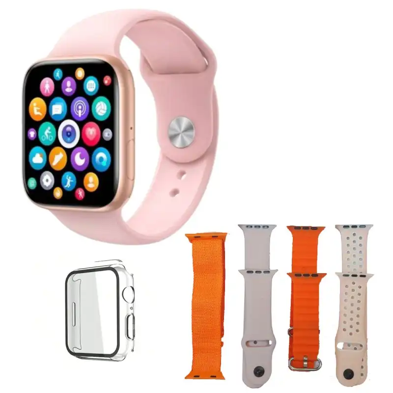 Klack T10 Pro Max Smartwatch 4 Correas + Protector de Pantalla Rosa