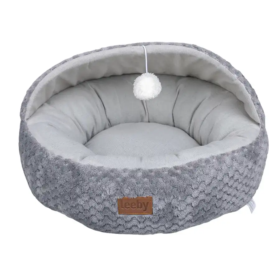 Leeby Cuna Gris y Blanco con para gatos