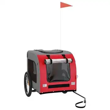 vidaXL Remolque de bicicleta para perros hierro tela Oxford rojo gris - VIDAXL - Comparador de precios