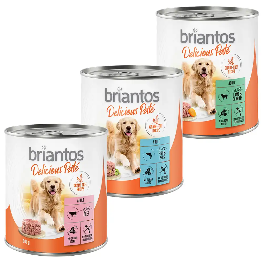 Briantos Delicious Paté 6 x 800 g - Pack mixto: pescado, cordero y vacuno