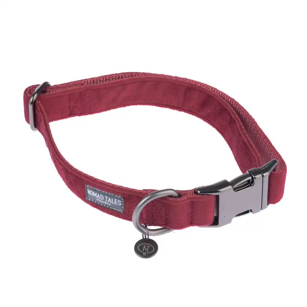 Collar Nomad Tales Blush vino para perros - XS: 24 - 36 cm contorno de cuello, 10 mm de ancho