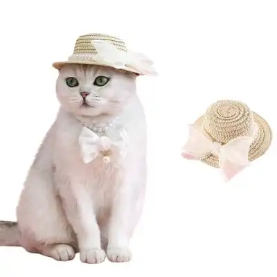 FurryFusion Sombrero de paja con mariposa y perlas de gato - Artículo 1 - Furry Fusion - Comparador de precios