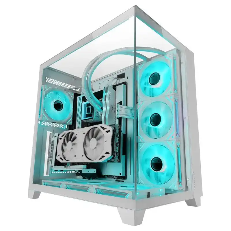 Mars Gaming Mc-3c Caja Atx Vista 3d Triple Cristal Templado Diseño Doble Cámara Lateral Blanco