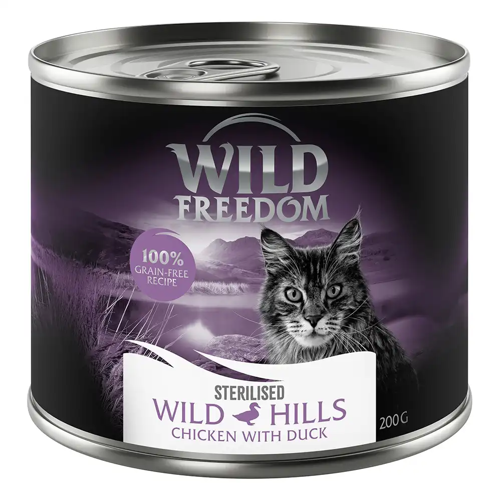 Wild Freedom Adult Sterilised 6 x 200 g - receta sin cereales - Wild Hills Sterilised - Pato y Pollo - Wild Freedom - Comparador de precios