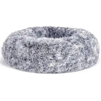 Cama De Terciopelo Gris Jaspeado Para Perro Y Gato