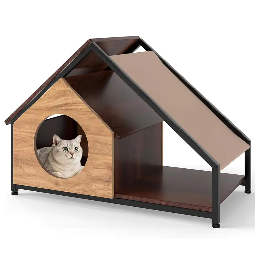 COSTWAY Casa Madera Interior con Porche para gatos - 84 x 43 x 58,5 cm - COSTWAY - Comparador de precios
