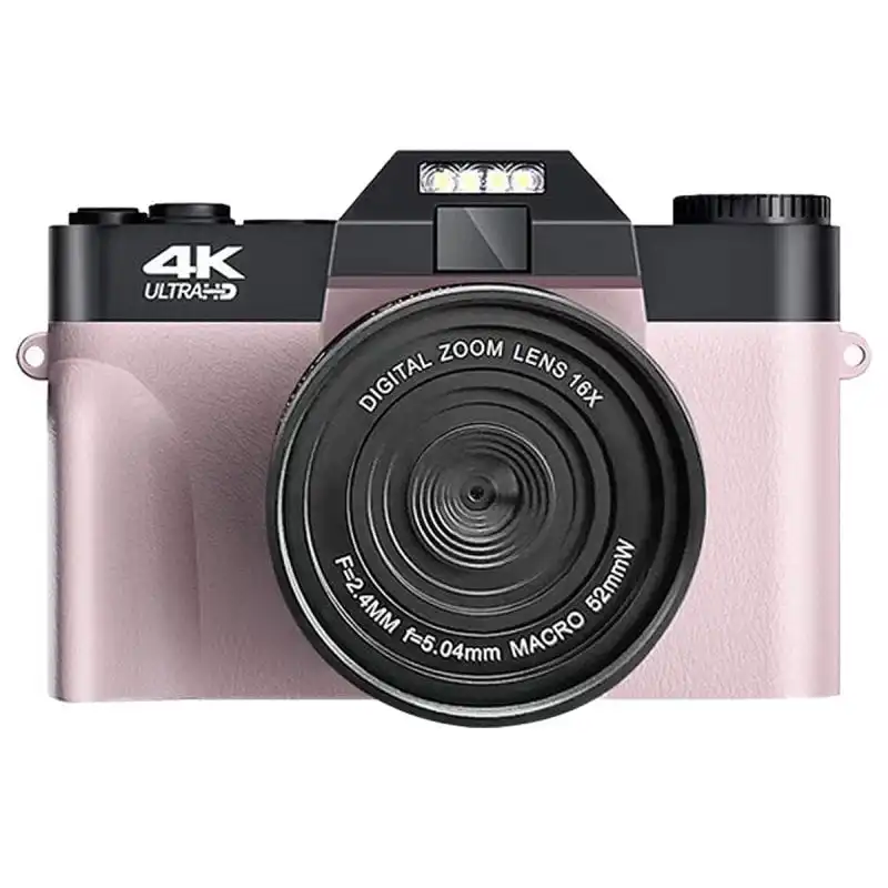 Kinsi DC08 Cámara Digital 3.0" 48MP 4K Cámara de Viaje Rosa
