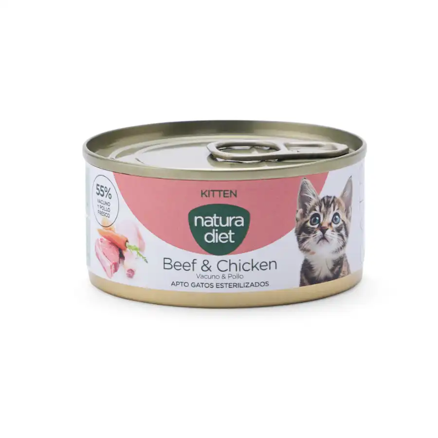 Natura Diet Kitten Vacuno & Pollo lata para gatos 85 g - Natura Diet - Comparador de precios