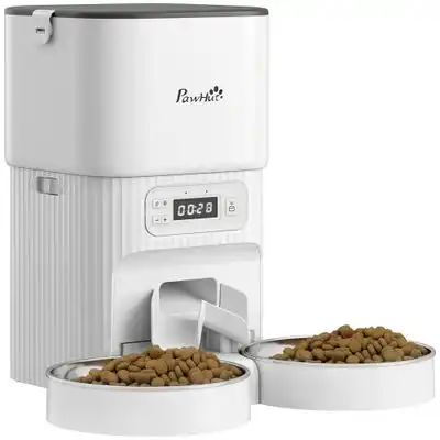 PawHut Comedero Gato Automático 33x30.5x30 cm Blanco - 1 Article - PawHut - Comparador de precios