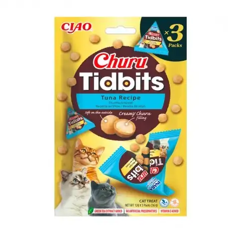 Churu Tidbits Snack para Gatos Bolitas Dos Capas Receta de Atún, 3 x 12 gr - Churu - Comparador de precios