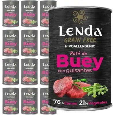 Lenda Paté para Perros Buey con Guisantes Sin Cereales - 12 x 400 g - Lenda - Comparador de precios