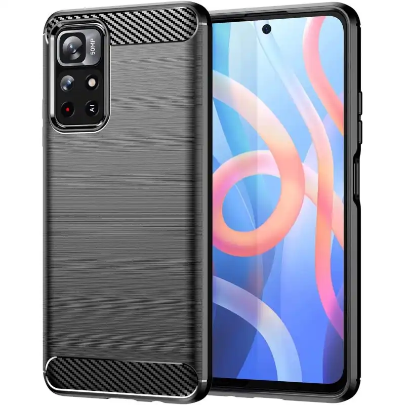 Max Power Digital Funda Carbono Xiaomi Poco M4 Pro 5g / Redmi Note 11s 5g Antigolpes Silicona Negra