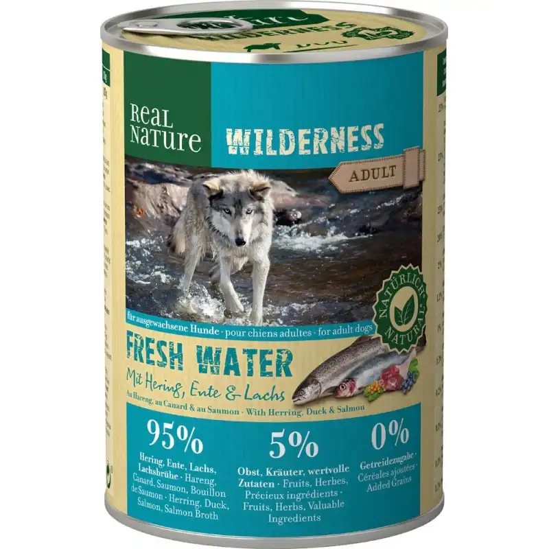 Real Nature Wilderness Latas Perros Adultos Pescado, Unidades 1 x 6 Latas 400 gr - Real Nature - Comparador de precios