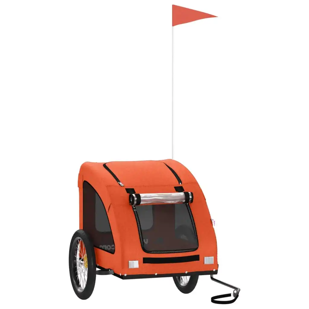 vidaXL Remolque de bicicleta mascotas hierro tela Oxford naranja - VIDAXL - Comparador de precios