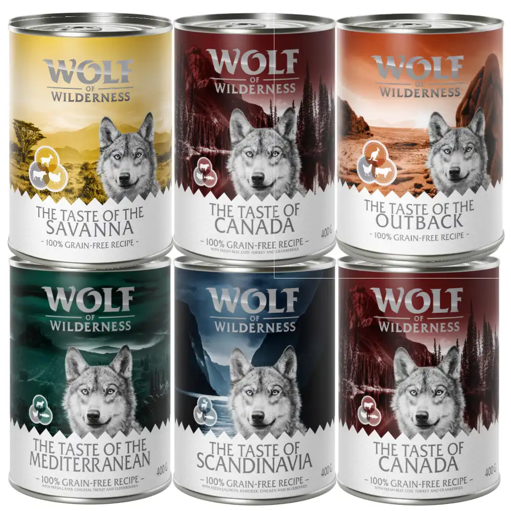 Wolf of Wilderness The Taste Of 6 x 400 g - Pack mixto The Taste Of - Wolf of Wilderness - Comparador de precios