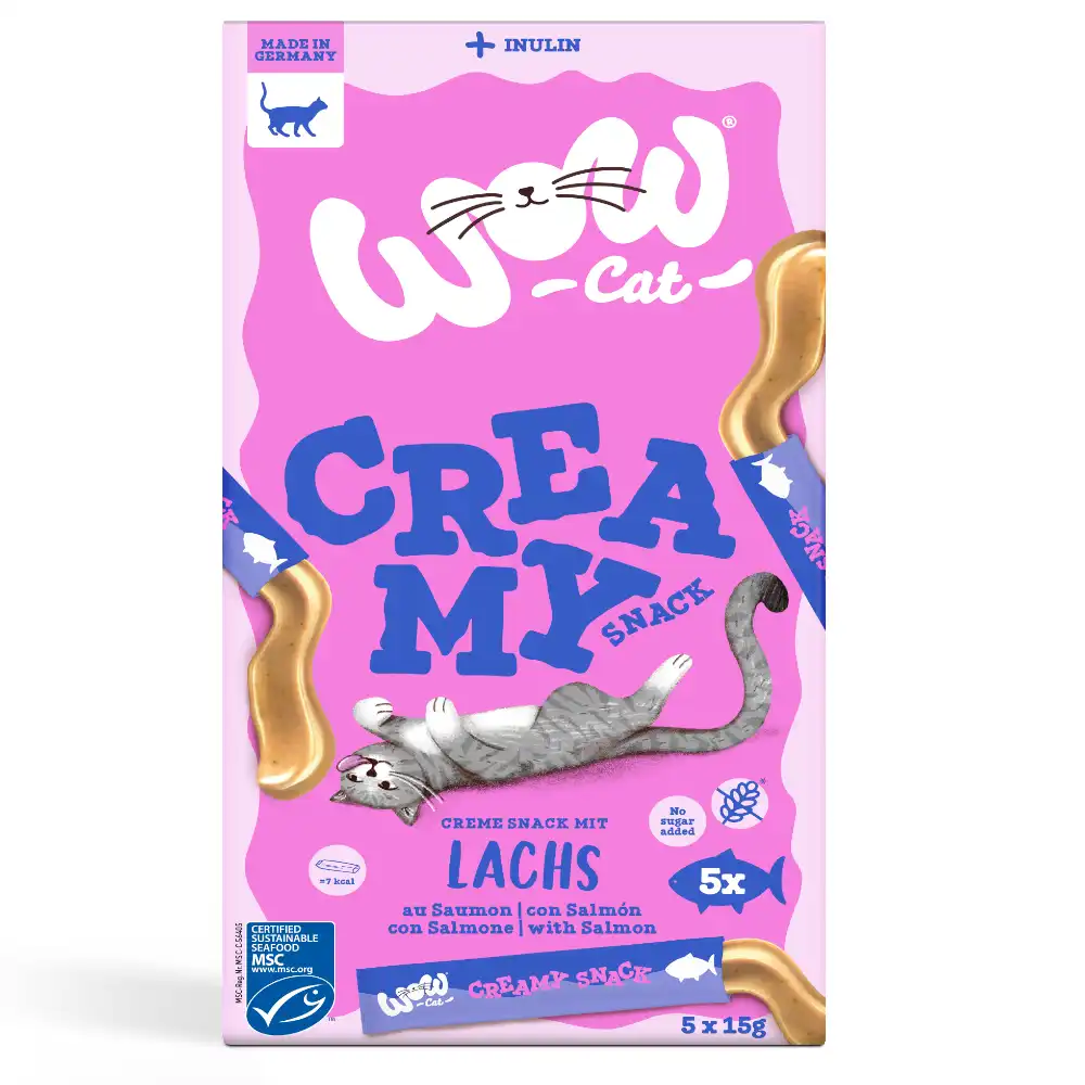 Wow Cat Creamy Snack 5 x 15 g - Salmón