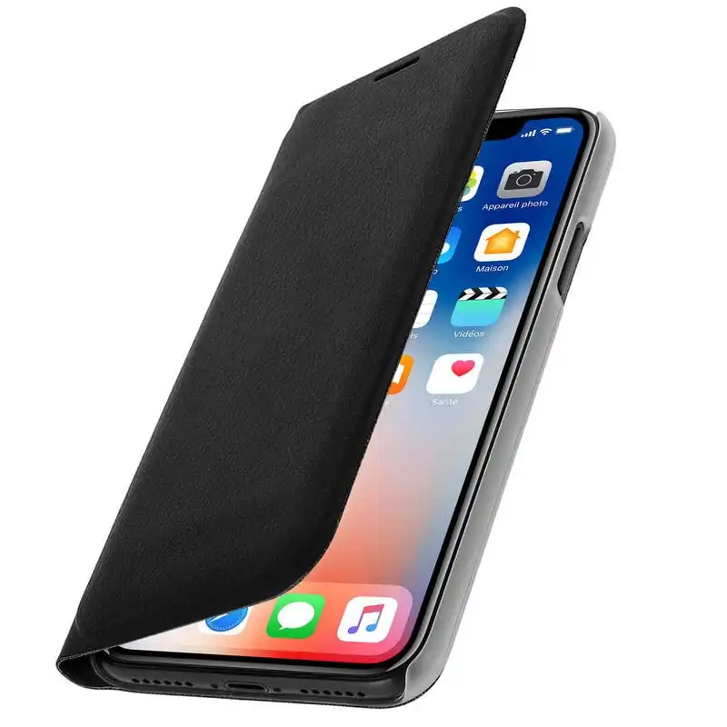 Avizar Flip Book Cover Funda Cartera Negra para iPhone X