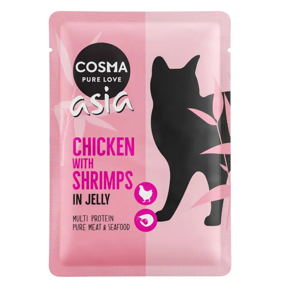 Cosma Asia 6 x 100 g en bolsitas para gatos - Pollo con gambas - Cosma - Comparador de precios