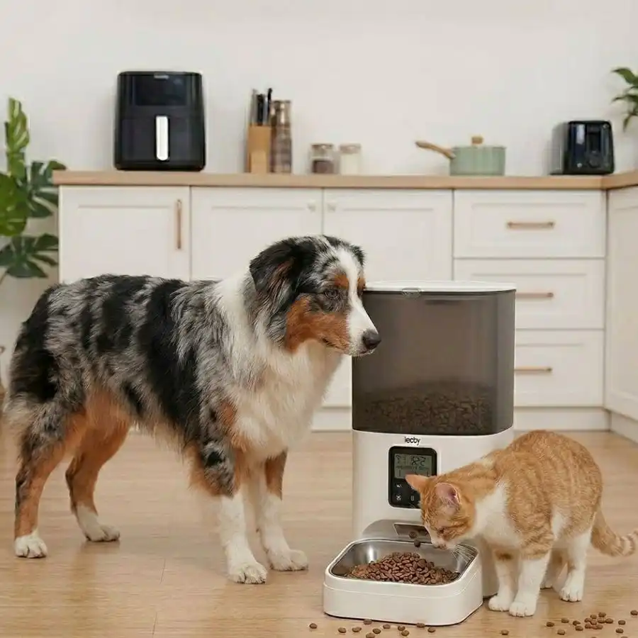 Leeby Comedero Automático Programable Blanco y Gris para perros y gatos - 6 L - Leeby - Comparador de precios