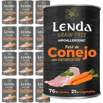 Lenda Paté para Perros Conejo con Zanahorias Sin Cereales - 12 x 400 g - Lenda - Comparador de precios