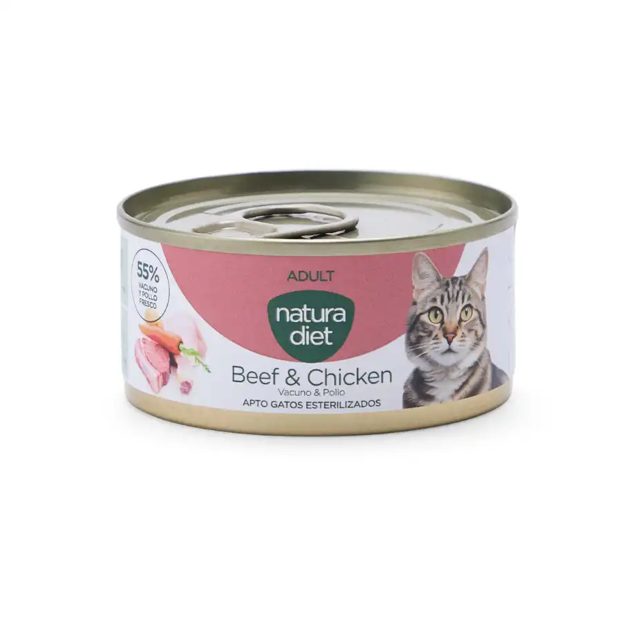Natura Diet Adult Vacuno y Pollo lata para gatos 85 g - Natura Diet - Comparador de precios