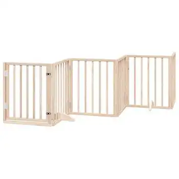 Puerta Para Perros Plegable 6 Paneles Madera De Álamo 300 Cm Vidaxl