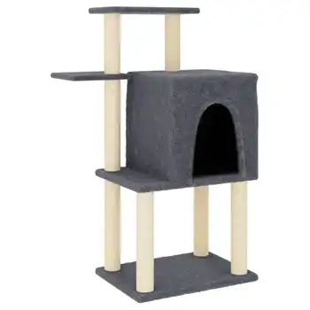 Rascador Para Gatos Con Postes De Sisal Gris Oscuro 97 Cm Vidaxl