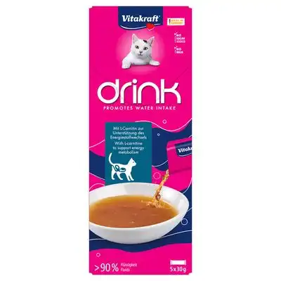 Bebida Vitakraft con salmón y L-carnitina para gatos - 5 x 30 g - Vitakraft - Comparador de precios