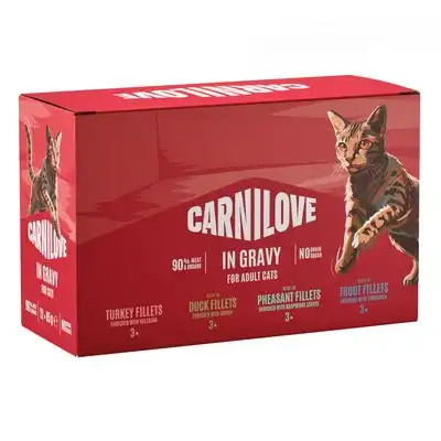 Carnilove Cat bolsitas 12 x 85 g - Pack mixto en salsa (4 variedades) - Carnilove - Comparador de precios
