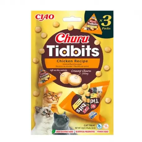 Churu Tidbits Snack para Gatos Bolitas Dos Capas Receta de Pollo, 3 x 12 gr - Churu - Comparador de precios