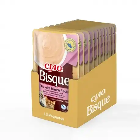 Ciao Bisque Comida Húmeda en Puré para Gatos con Atún y Salmón, 12x40 gr - Ciao - Comparador de precios