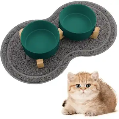 HausPets Soporte elevado comederos mascotas, diseño alfombrilla 400 ml - Verde - HausPets - Comparador de precios