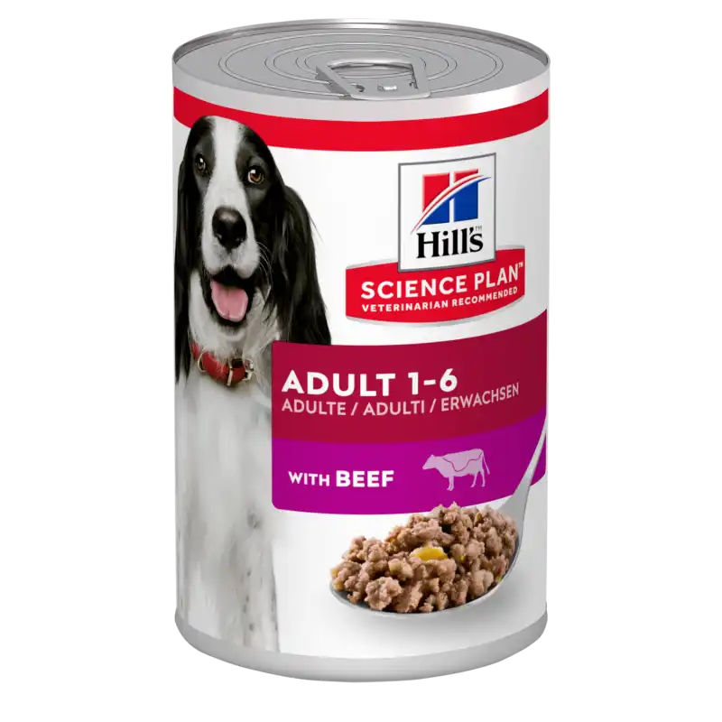 Hills Science Plan Adult de ternera pack latas para perros, Peso 1 x 12 latas 370gr - Hills - Comparador de precios