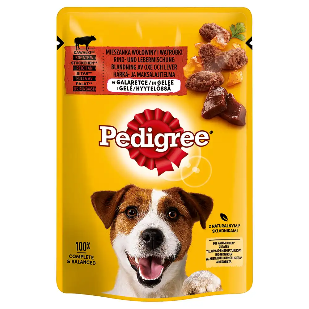 Multipack Pedigree Adult en bolsitas para perros - 24 x 100 g Vacuno y mezcla de hígado en gelatina