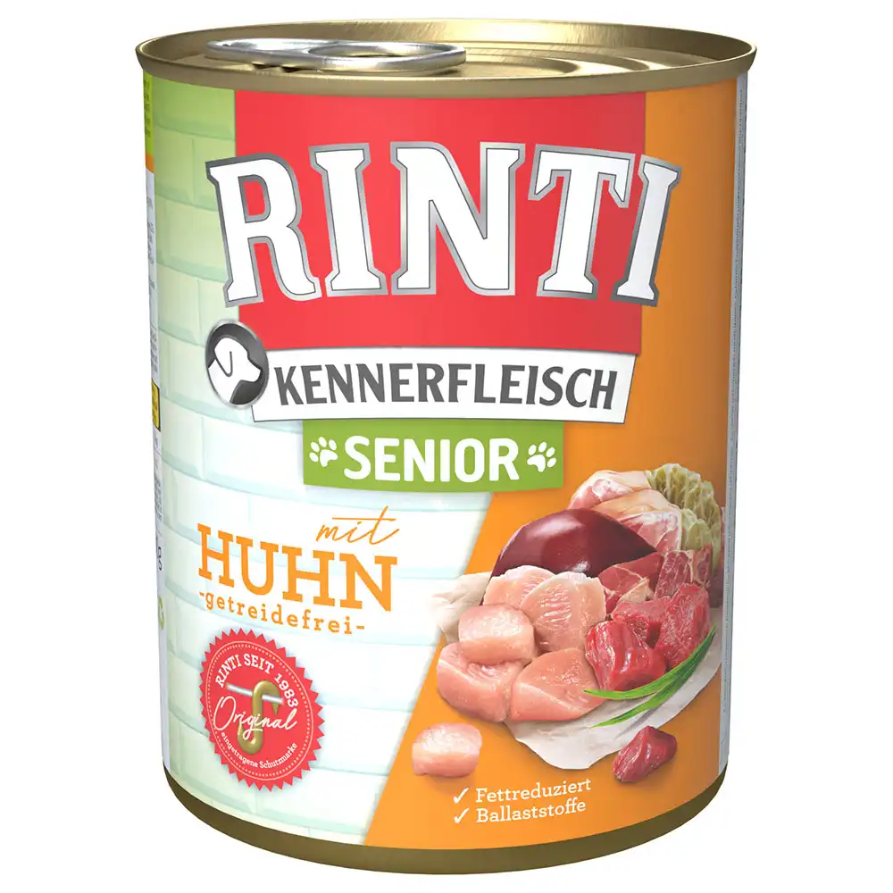 Rinti Kennerfleisch 24 x 800 g - Pack Ahorro - Senior, con pollo