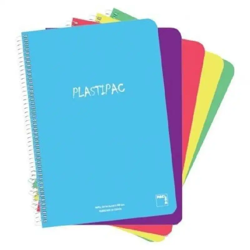 Sam Plastipac Pack 5 Cuadernos con Espiral Cuadriculado 80 Hojas Colores Surtidos