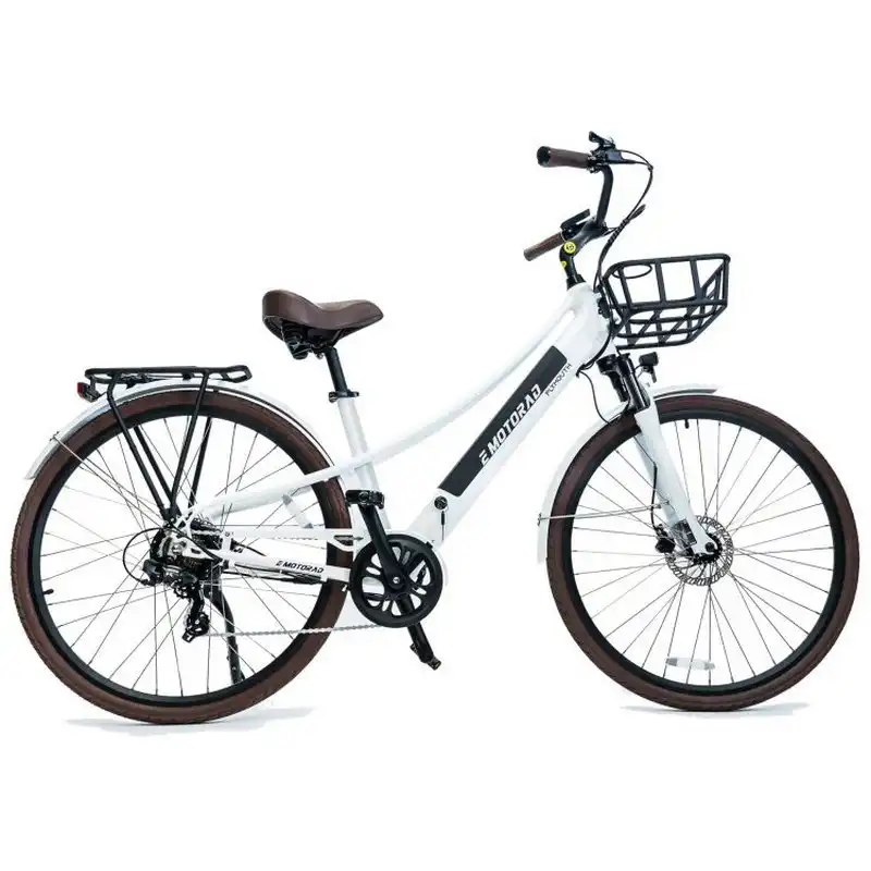 EMotorad Plymouth Bicicleta Eléctrica Neumático CST 700x40C Motor 36V 250W Batería 11.6Ah Blanca