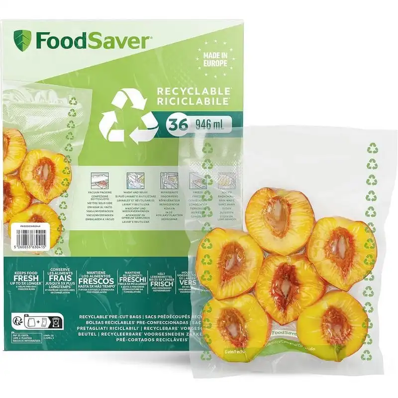 FoodSaver Pack 36 Bolsas para Envasar al Vacío Reciclables sin BPA 0.94L