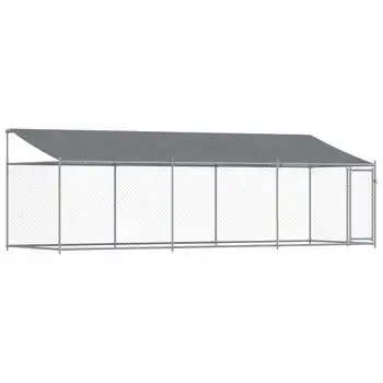 Jaula De Perros Techo Y Puerta Acero Galvanizado Gris 6x2x2 M Vidaxl